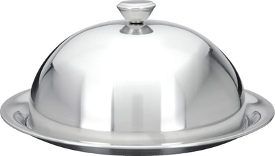 Tabaka me kupolë Excellent Houseware Bell Jar, çelik inox, 30 cm, argjendi