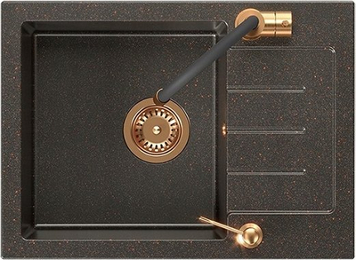 Lavaman kuzhine Quadron Art Johnny 116, granit 60x44 cm, me rubinet Maggie, art black copper
