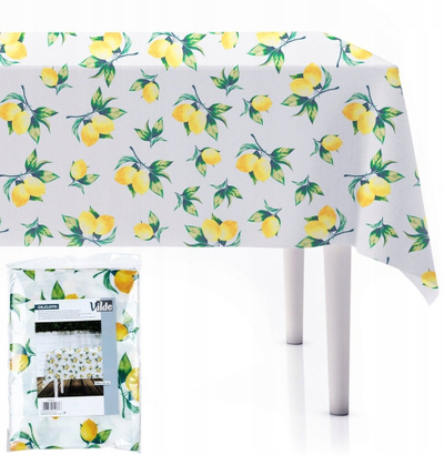 Mbulesë plastike tavoline Vilde Oilcloth, 180x130 cm, me limona, e bardhë