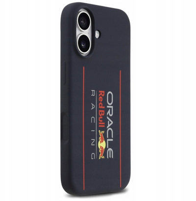 Kopertinë telefoni Red Bull MagSafe për iPhone 17, silikoni, logo vertikale, blu navy