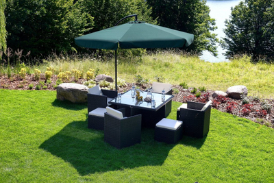 Çadër kopshti Garden Parasol With Side Boom, diametër 3m, çelik, palosëse, bezhë