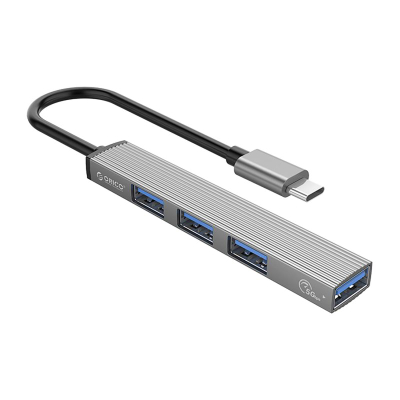 Hub USB C Orico AH-13, 4 porta USB A, USB 3.0, gri