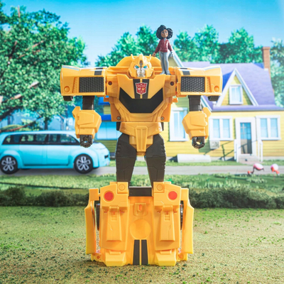 Figurë aksioni Hasbro Transformers EarthSpark Bumblebee Spin Changer, 20 cm, me figurinë Mo Malto 5 cm, e verdhë