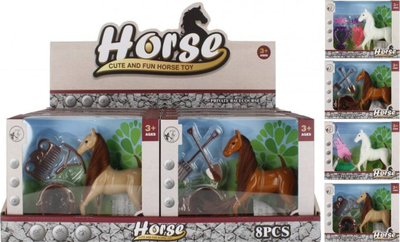 Set lodër kal Mega Creative Horse, 12cm, me aksesorë, në ngjyra të ndryshme