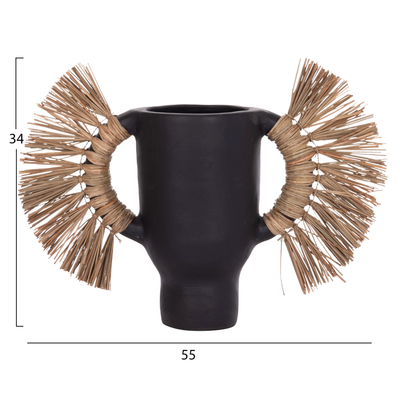 Vazo dekorative HomeMarkt Alica HM4668.01S, terrakotë, 55x19x34cm, e zezë