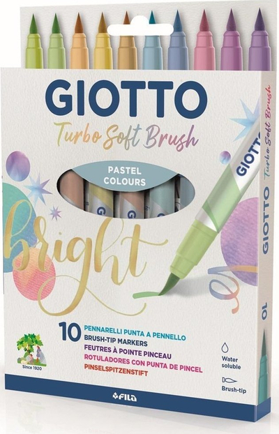 Set markera Giotto Turbo Soft Brush Pastel, majë furçe, 10 copë, shumëngjyrëshe