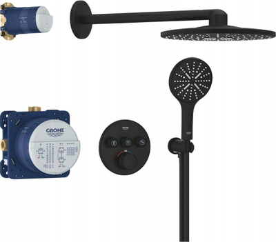 Set dushi Grohe Grohtherm SmartControl 34863KF0, me termostat të futur, dush tavani 310 mm, i zi