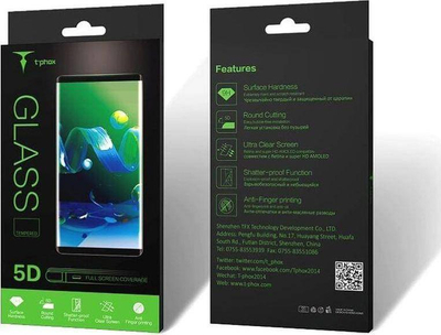 Xham mbrojtës T-Phox Glass 5D, për Samsung Galaxy A72, ngjitje e plotë, kornizë e zezë
