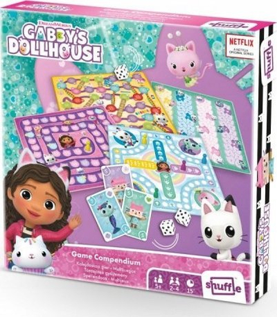 Koleksion lojrash tavoline Shuffle Gabby’s Dollhouse, set me letra dhe tabela, e bardhë
