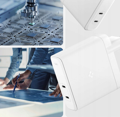 Полнач за мрежа Spigen ArcStation Pro GaN 1402, 140W, 2 порти, бел