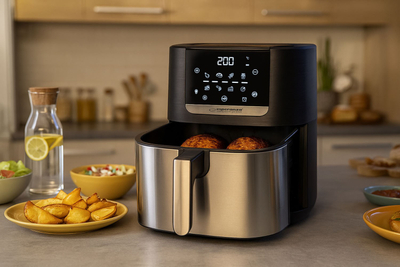 Fritezë me ajër Esperanza EKA004 Fat-Free Fryer, 8L, 1700W, e zezë argjendi