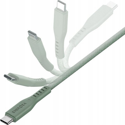 Kabllo USB Energea Flow, USB C me Lightning, 1.5m, 60W, jeshile