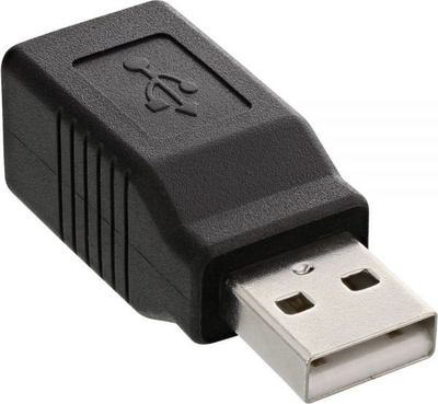 Adapter USB InLine 33443, USB A mashkull në USB B femër, i zi