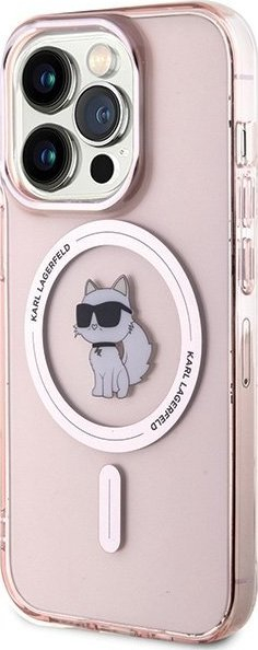 Mbulesë telefoni Karl Lagerfeld IML Choupette, MagSafe, për iPhone 15 Pro, rozë