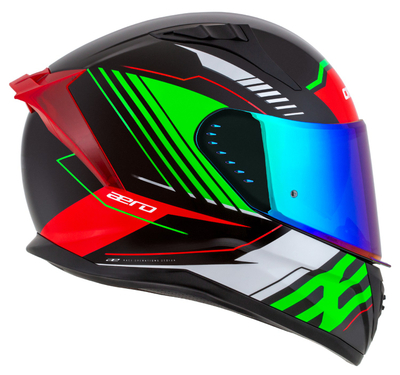 Helmë moto CASSIDA Aero Drome 2026, integrale, polikarbonat, e zezë perlë e kuqe jeshile e bardhë