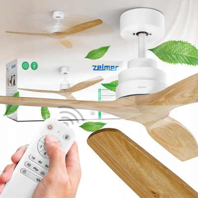 Ventilator tavani Zelmer ZCF5600, 132cm, motor DC i qetë, dru panje e bardhë