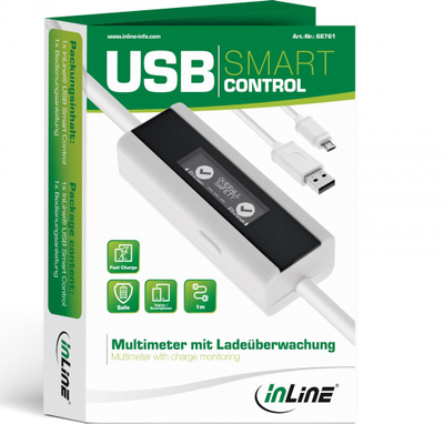 Multimetër USB InLine Smart Control, për me pa karikimin, me kabllo 1m, i zi