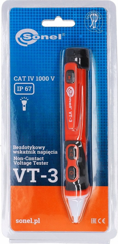 Tregues tensioni AC Sonel VT-3 WMPLVT3, jo-kontakt, IP67, portokalli