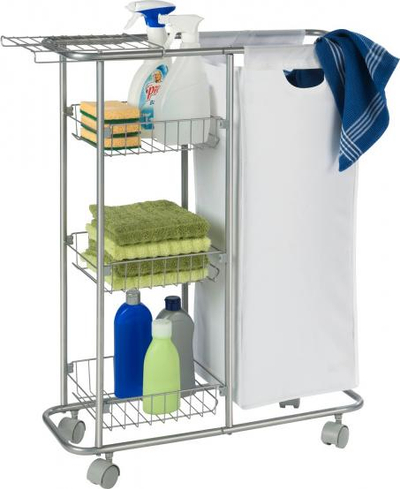 Домашна количка Wenko Cart, 58 x 50 cm, челик и полиестер, сребрено и бело