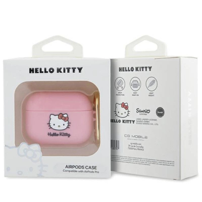 Kuti mbrojtëse Hello Kitty CG Mobile për AirPods Pro, silikon i lëng, me karabinë, rozë