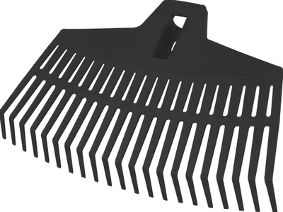 Grabujë plastike kopshti, 39 cm, 21 dhëmbë, e zezë