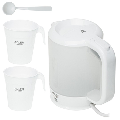 Cajnik elektrik Adler AD 1381, 0.5L, plastik, i bardhë
