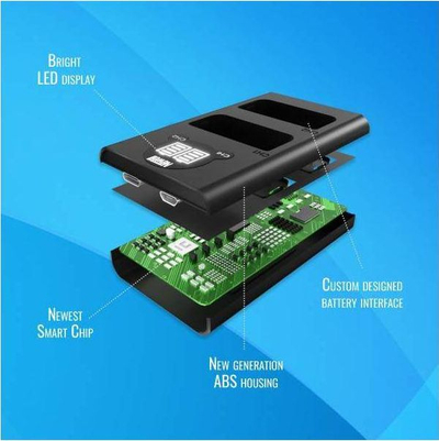 Karikues dykanalësh Newell DL-USB-C për bateri GoPro AHDBT-901, i zi