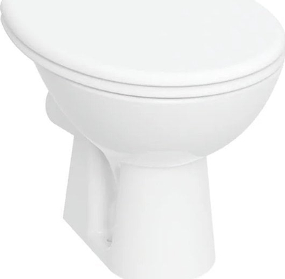 Set tualeti për kalamaj Bambini, WC qëndruese me dalje horizontale, ulëse tualeti, e bardhë