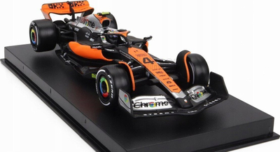 Model makine Bburago McLaren MCL60 Lando Norris, shkalla 1:43, British GP 2023, portokalli me të zezë