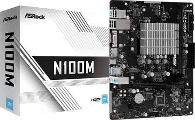 Pllakë amë ASRock N100M, Intel N100, HDMI DisplayPort, e zezë