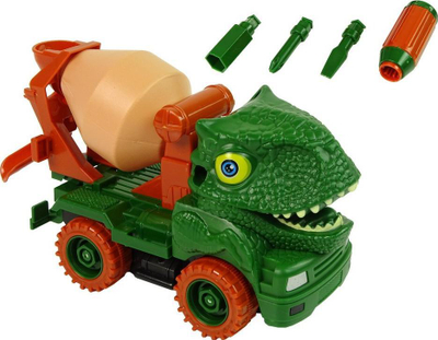 Lodër kamion mikser dinosaur Lean Sport, për çmontim dhe montim, me kaçavidë, jeshile