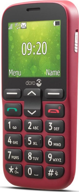 Telefoni Doro 1380, dual SIM, butona të mëdhenj, i kuq