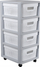 Komodinë plastike Curver Infinity Openwork Shelf, 4 sirtarë nga 10L, gri me të bardhë