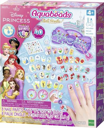 Set loje Aquabeads Disney Princess Nail Studio, 40 thonj, për kalamaj 4+
