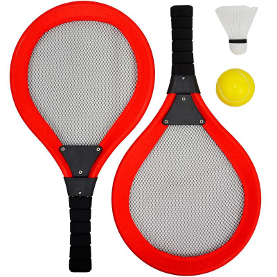 Set sportiv për kalamajtë Enero Toys, 2 raketa tenis e badminton, top dhe shuttlecock, i kuq