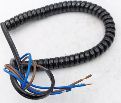 Kabllo spirale elektrike univerzale, 3 përçues, e lëvizshme, e zezë