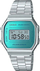 Ora dore Casio A168WEM 2EF, digjitale, rrip metalik, argjendtë