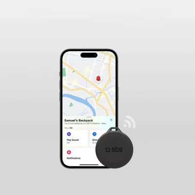Tracker për sende Sbs Track My Circle, ec me Apple Find My, me alarm zanor, i zi