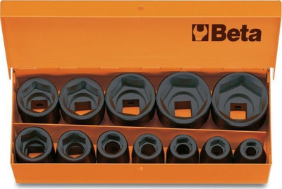 Set nasadkash goditëse Beta Tools 720-C12, 1/2", 12 copë, kuti metalike portokalli