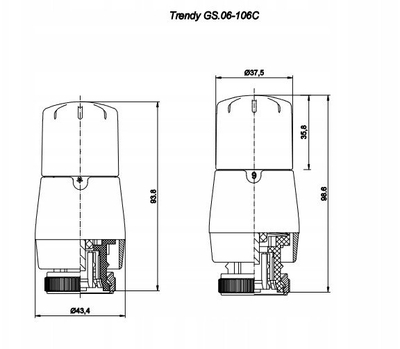 Термостатска глава Varioterm Trendy GS.06, за вентили Danfoss RTD RTD-N, бела