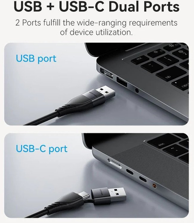 Adapter USB C dhe USB A në HDMI Vention Type I28, 15cm, aliazh alumini, gri