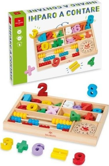 Set edukimi druri Tooky Toy për matematikë, me abakus dhe orë, shumëngjyrësh
