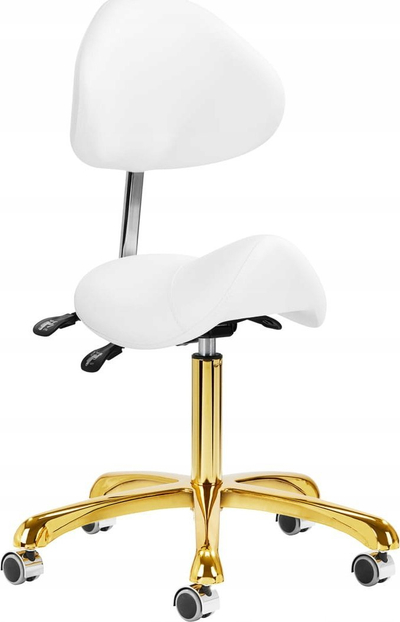 Karrige kozmetike Giovanni Stool 1004, rrotulluese, e bardhë gold