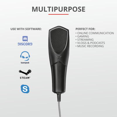 Mikrofon Trust GXT 232 Mantis, USB, me tripod dhe pop filter, i zi