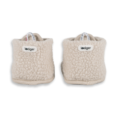 Pantofla për bebe Lodger Teddy Fleece, 6-12 muaj, shuall antirrëshqitës, bezhë