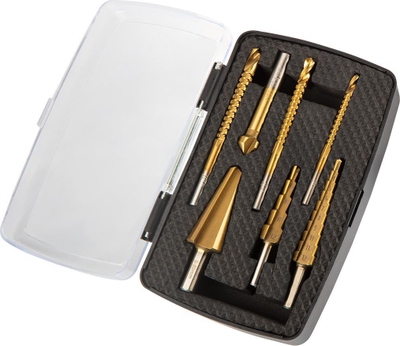 Set shpuesesh me hap-shkallë Graphite Drill Step, 7 copë, HSS, me kuti plastike