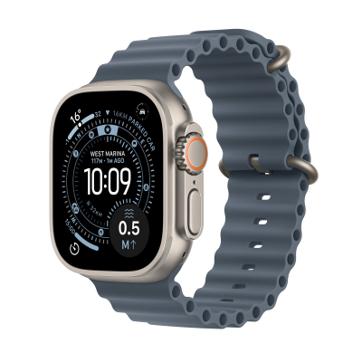 Apple Watch Ultra 3 Cellular 49mm Natural Titanium Case with Anchor Blue Ocean Band