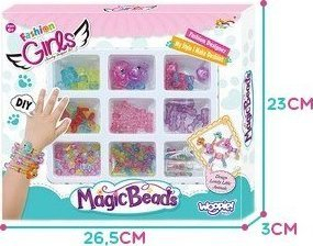 Set lodër WOOPIE Magic Beads, për bojrimin e byzylykëve, rruaza shumëngjyrëshe
