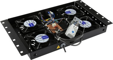 Modul ventilimi për raft Lanview RAF120BL, 4 ventilatorë, termostat, i zi