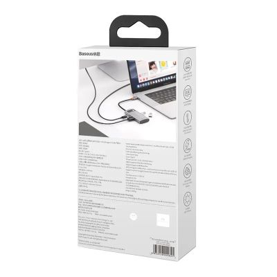 Hub USB C Baseus CAHUB-CY0G, 4 në 1, 4K, gri metalik